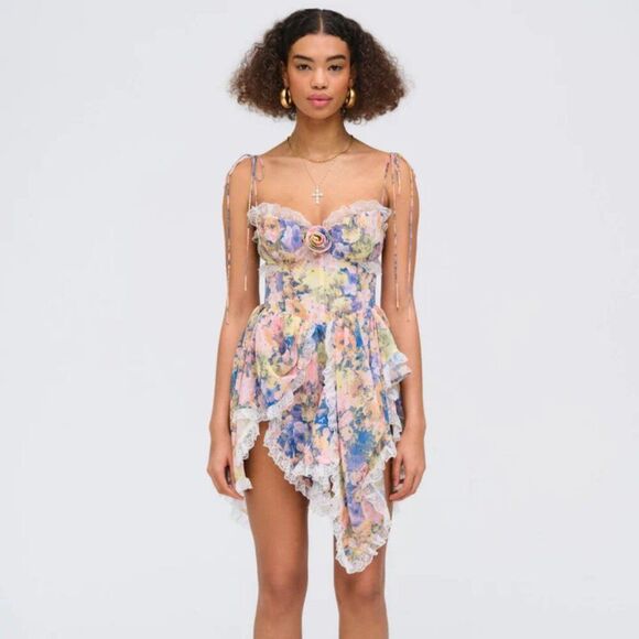 FOR LOVE & LEMONS Elea Asymmetrical Mini Dress (size S) NWT - Picture 1 of 12